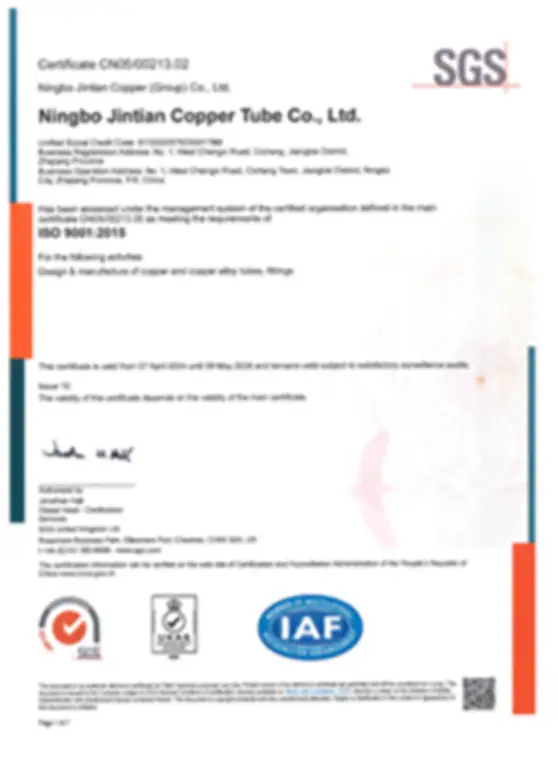Quality copper tubing certification for industrial applications.