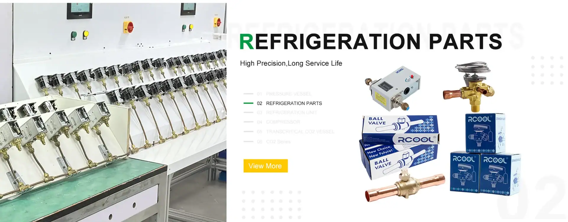Refrigeration parts including valves, compressors, and fittings for commercial refrigeration systems. High-quality, durable components designed for long-lasting performance in various cooling applicat.