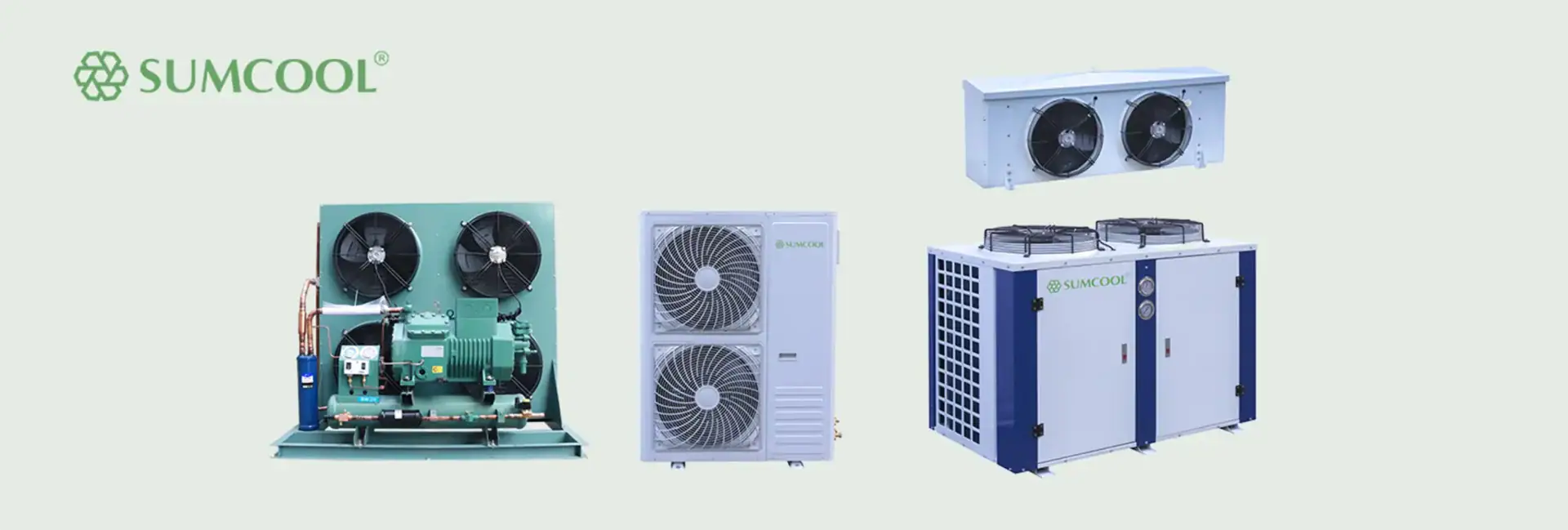 Efficiency commercial HVAC units with multiple fans and cooling components for optimal climate control. Suitable for large buildings, factories, and industrial applications.