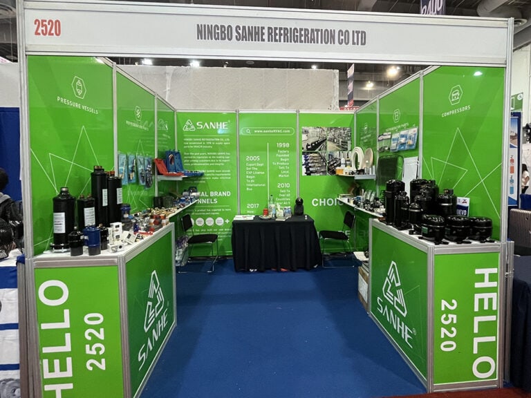 Sanhe HVAC refrigeration equipment at 2023 AHR Mexico trade show.