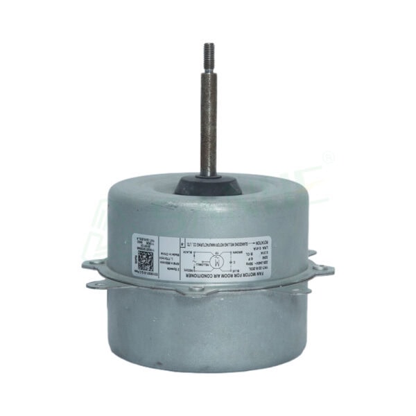 YKT-32-6-203L iron shell motor with mounting brackets and shaft for HVAC applications.