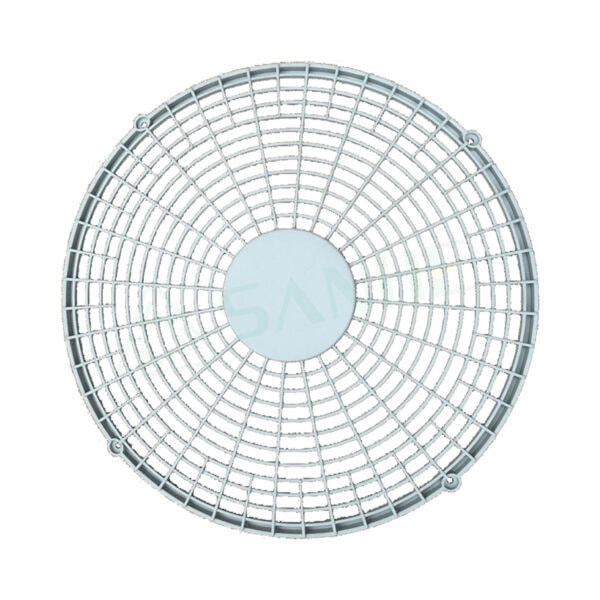 Round HVAC air filter cover with grid design for ventilation systems, suitable for residential or commercial HVAC units.