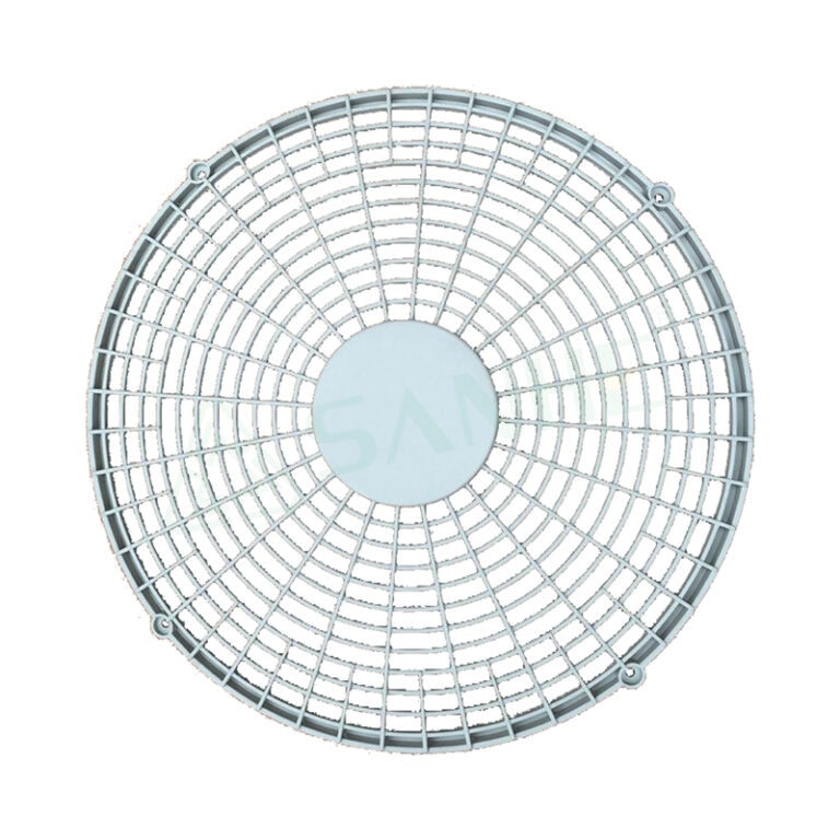 Round HVAC air filter cover with grid design for ventilation systems, suitable for residential or commercial HVAC units.