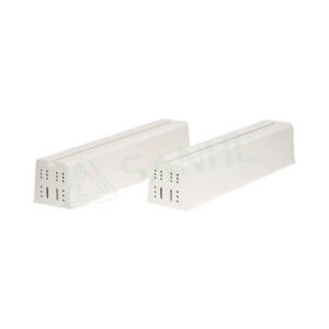 Two white HVAC air filter replacement parts with perforated edges for air filtration systems.