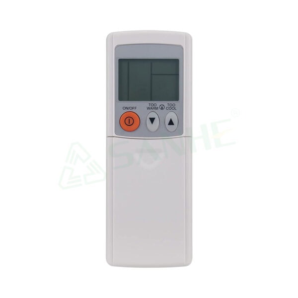 Wireless remote control for air conditioning units with LCD display and temperature adjustment buttons.