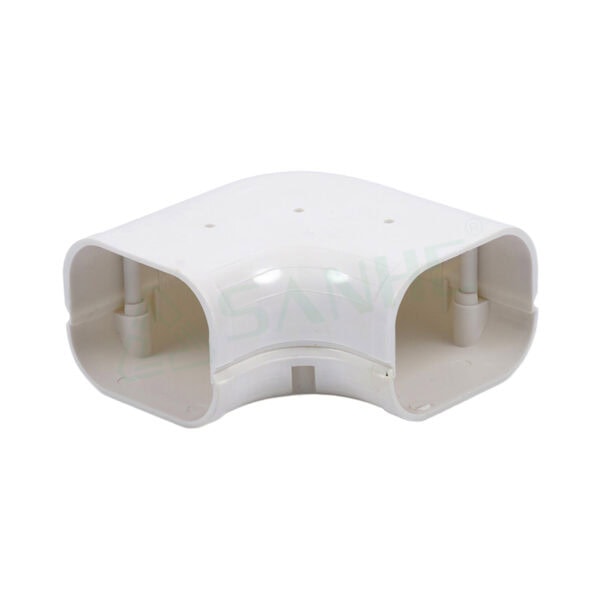 White plastic air conditioner duct suit for HVAC systems, designed for easy installation and secure fit.