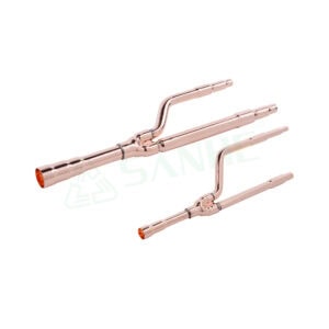 Two copper pipe flaring tools with angled and straight tips for HVAC installation and repair.