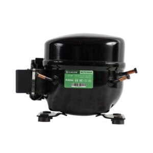High-quality HVAC compressor with R404a refrigerant label, designed for efficient cooling and heating applications in commercial HVAC systems.