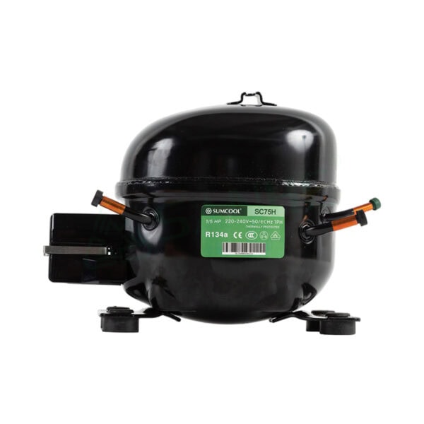High-quality SUMCOOL refrigerator compressor model QDZH65G with R134a refrigerant, designed for efficient cooling systems.