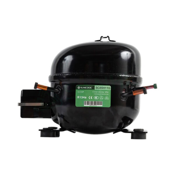 High-quality SUMCOOL refrigerator compressor for R134a refrigerant, compact and durable, suitable for commercial refrigeration systems.