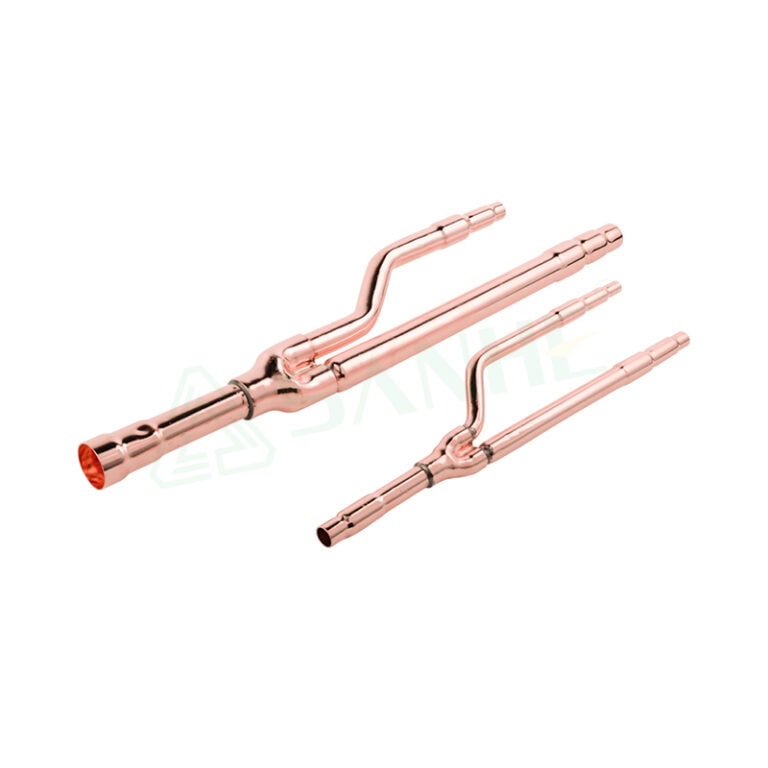 Copper disperse pipes designed for DAIKIN VRV systems using R410A refrigerant, featuring multiple bends for efficient refrigerant distribution.
