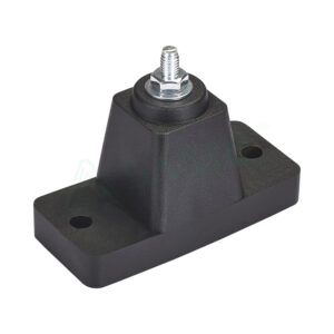 Heavy-duty anti-vibration mount with rubber isolator and metal bolt for HVAC systems and machinery.