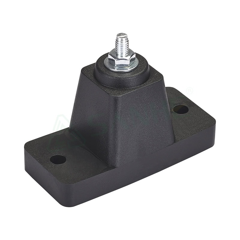 Heavy-duty anti-vibration mount with rubber isolator and metal bolt for HVAC systems and machinery.