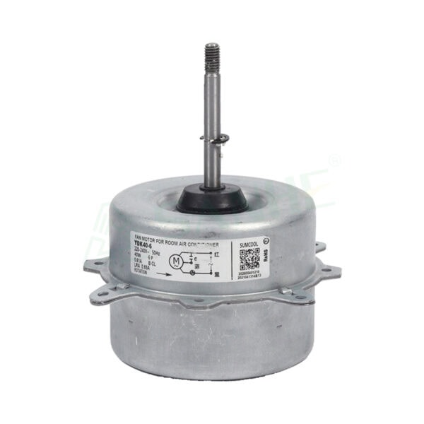 YDK40-6 iron shell motor for HVAC systems, used in air conditioning and ventilation units, with detailed specifications and mounting features.