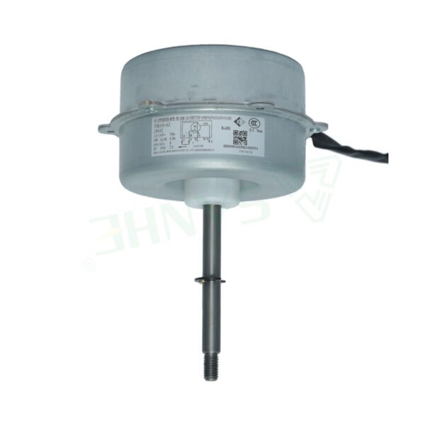 YDK60-6J iron shell motor used in HVAC applications, featuring a durable metal casing and a long shaft for efficient operation.