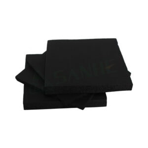 Black insulation sheets stacked, ideal for HVAC and building insulation, providing thermal and soundproofing solutions.